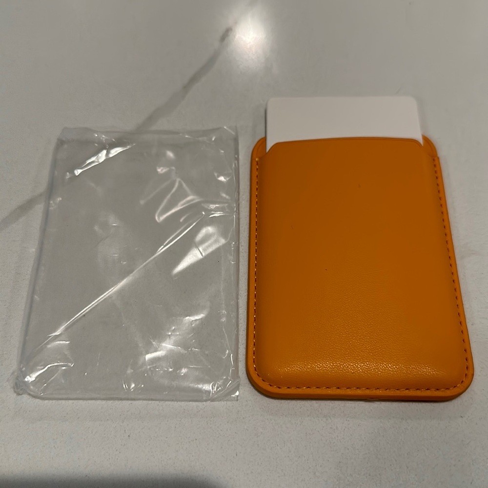 Slim Men Women Leather Yellow Wallet Business Credit Card ID Thin magnet safe
